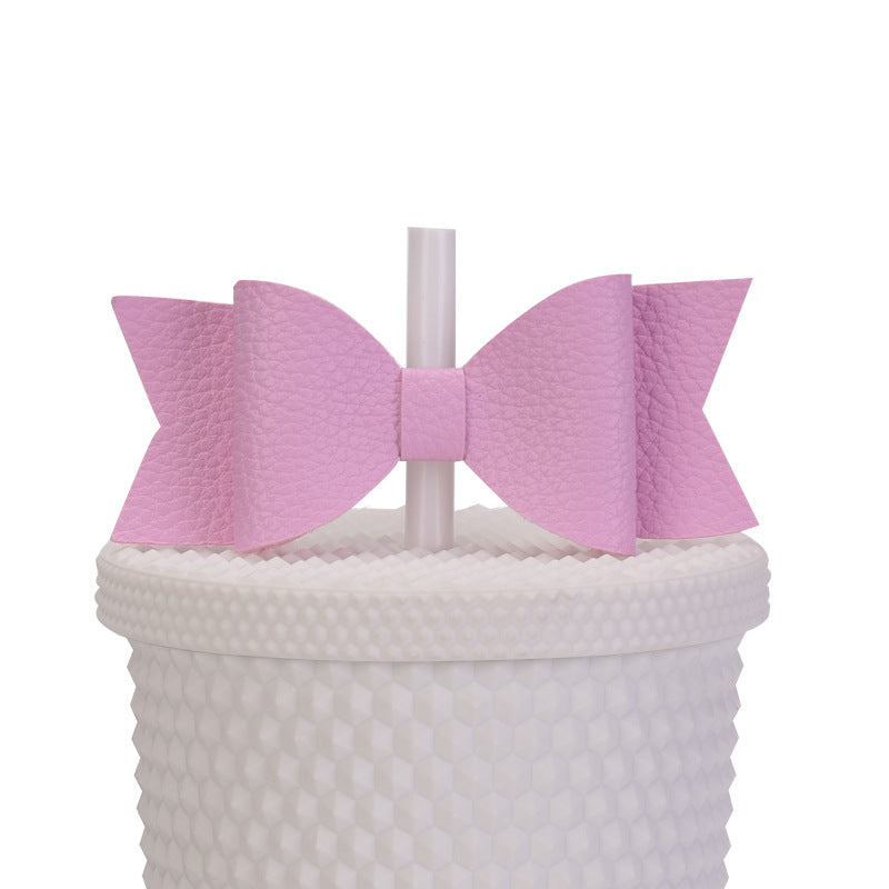 Wholesale Durian Cup Leather Straw Cup Accessories Bow Straw Cover Sticker